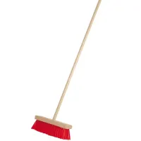 Kinderbezem met steel rood